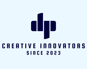 Blue Futuristic Letter DP logo