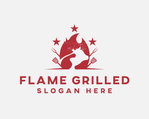 Grill Beef Barbeque logo design