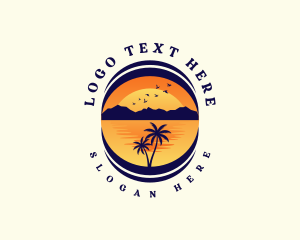 Tropical Beach Mountain Logo