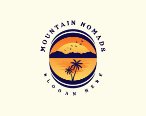 Tropical Beach Mountain logo design