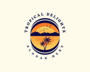 Tropical Beach Mountain logo design