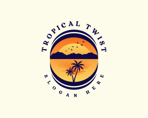 Tropical Beach Mountain logo design