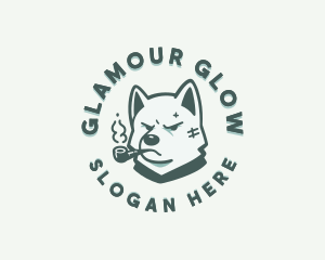 Smoking Dog Canine Logo