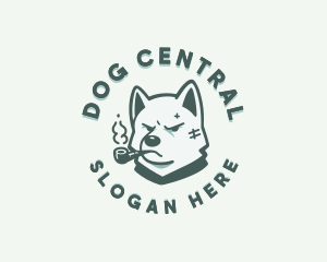 Smoking Dog Canine logo design