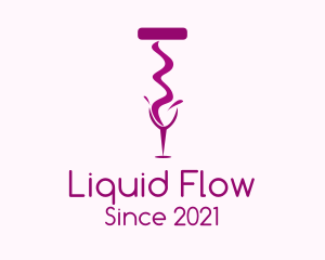 Liquid Corkscrew Glass logo design