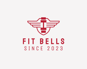 Wing Fitness Gym Barbell logo design