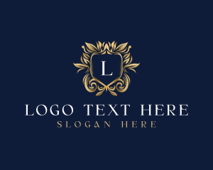 Vintage - Floral Shield  Decorative logo design