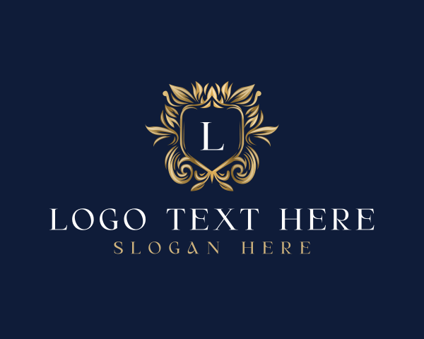 Floral Shield  Decorative logo