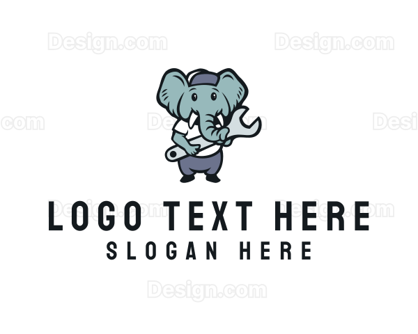 Elephant Wrench Mechanic Logo