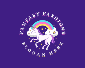 Fantasy Unicorn Rainbow logo design