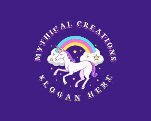 Fantasy Unicorn Rainbow logo design