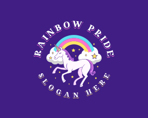 Fantasy Unicorn Rainbow logo design