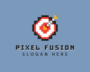 Pixelated Bullseye Game logo design