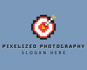 Pixelated Bullseye Game logo design