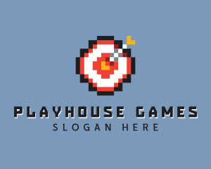 Pixelated Bullseye Game logo design