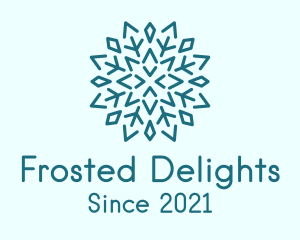 Blue Crystal Snowflake  logo design