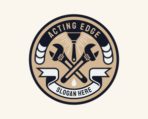 Plumbing Wrench Plunger Emblem  logo design