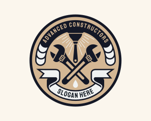 Plumbing Wrench Plunger Emblem  logo design