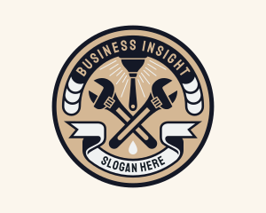 Plumbing Wrench Plunger Emblem  logo design