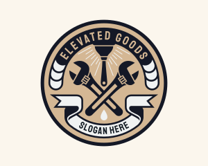 Plumbing Wrench Plunger Emblem  logo design