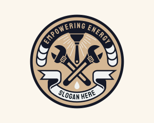 Plumbing Wrench Plunger Emblem  logo design