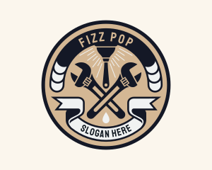 Plumbing Wrench Plunger Emblem  logo design