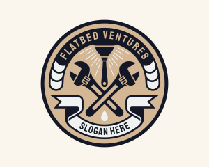 Plumbing Wrench Plunger Emblem  logo design