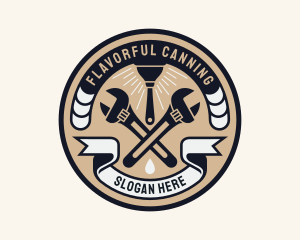 Plumbing Wrench Plunger Emblem  logo design