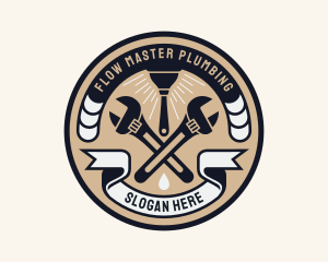 Plumbing Wrench Plunger Emblem  logo