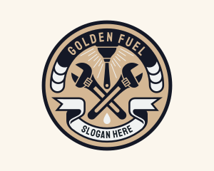 Plumbing Wrench Plunger Emblem  logo design