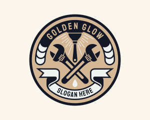 Plumbing Wrench Plunger Emblem  logo design