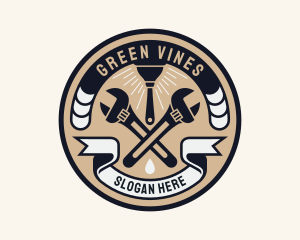 Plumbing Wrench Plunger Emblem  logo design