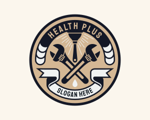 Plumbing Wrench Plunger Emblem  logo design