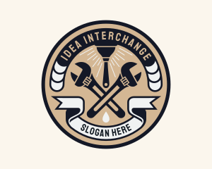 Plumbing Wrench Plunger Emblem  logo design