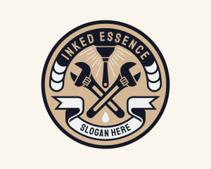 Plumbing Wrench Plunger Emblem  logo design