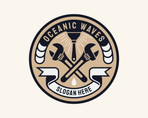 Plumbing Wrench Plunger Emblem  logo design