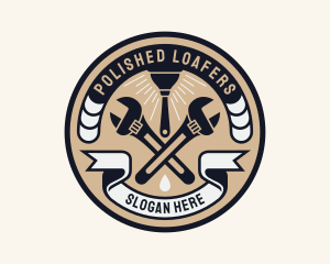 Plumbing Wrench Plunger Emblem  logo design