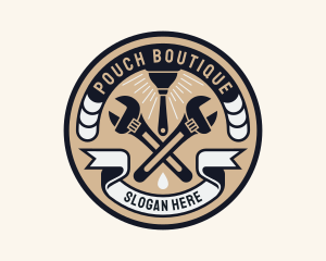 Plumbing Wrench Plunger Emblem  logo design