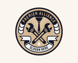 Plumbing Wrench Plunger Emblem  logo design