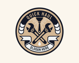 Plumbing Wrench Plunger Emblem  logo design