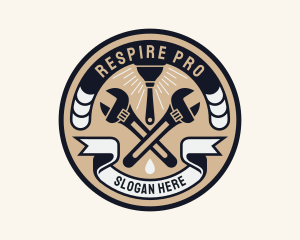 Plumbing Wrench Plunger Emblem  logo design