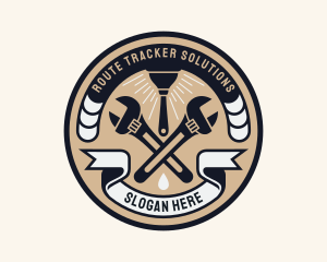 Plumbing Wrench Plunger Emblem  logo design