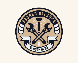 Plumbing Wrench Plunger Emblem  logo design