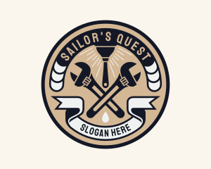 Plumbing Wrench Plunger Emblem  logo design