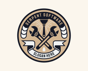 Plumbing Wrench Plunger Emblem  logo design