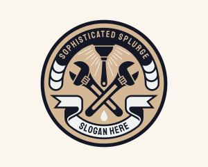 Plumbing Wrench Plunger Emblem  logo design