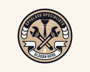 Plumbing Wrench Plunger Emblem  logo design