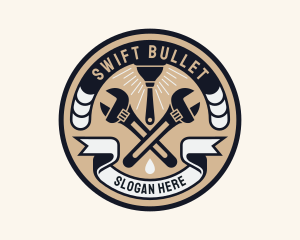 Plumbing Wrench Plunger Emblem  logo design