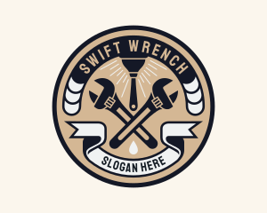 Plumbing Wrench Plunger Emblem  logo