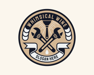 Plumbing Wrench Plunger Emblem  logo design